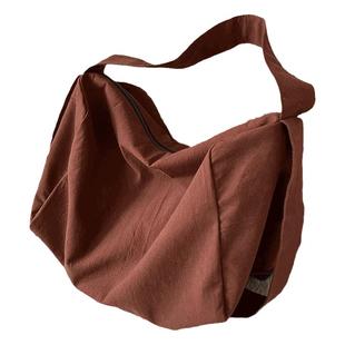 庸庸棉麻大容量包包上班托特包帆布包慵懒宽肩带单肩斜挎手提布包