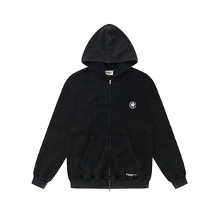 PROCITY慵懒遛狗休闲运动卫衣套装华夫格水洗做旧开衫连帽卫裤潮