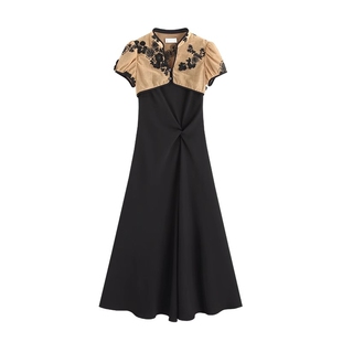 鹭青原创【晚桥】新中式连衣裙女夏国风改良旗袍裙收腰吊带裙一