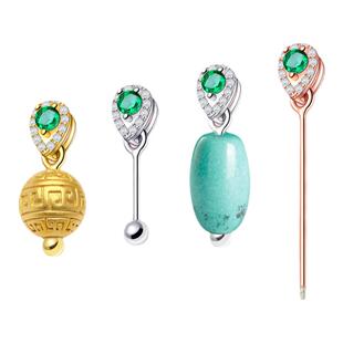 925纯银吊坠扣头瓜子扣通孔珠子螺丝扭扣diy配件堵头珍珠翡翠挂坠