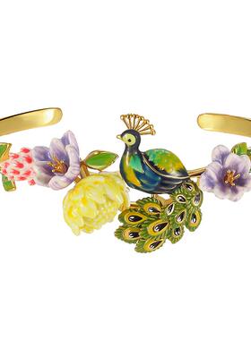 JuicyGrape手绘珐琅孔雀手镯