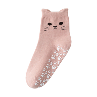 瑜伽袜子女2025新款可爱卡通纯棉中筒袜专业防滑普拉提健身运动袜