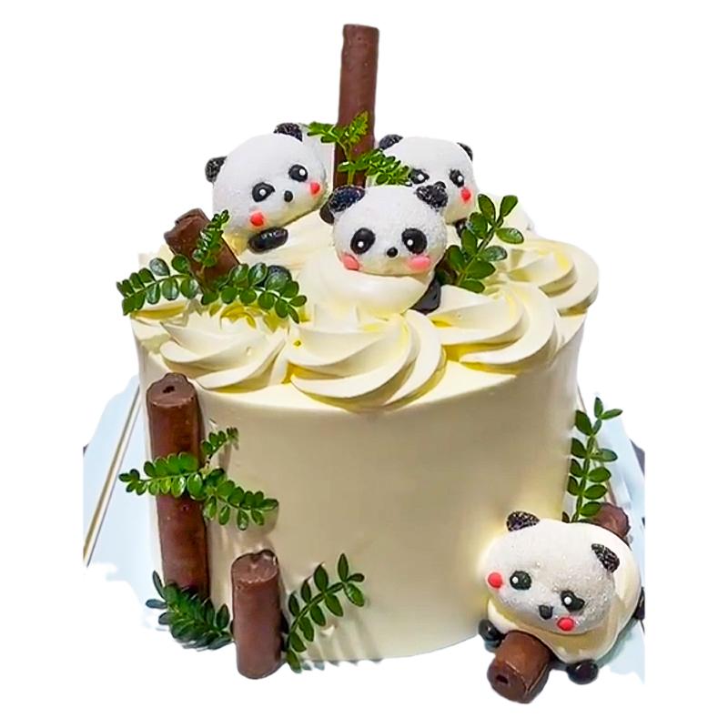 熊猫蛋糕装饰摆件手指饼干棒围边巧克力棒儿童节生日甜品插件网红