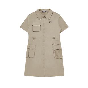FILA FUSION斐乐潮牌女子梭织连衣裙夏季时尚宽松衬衫裙