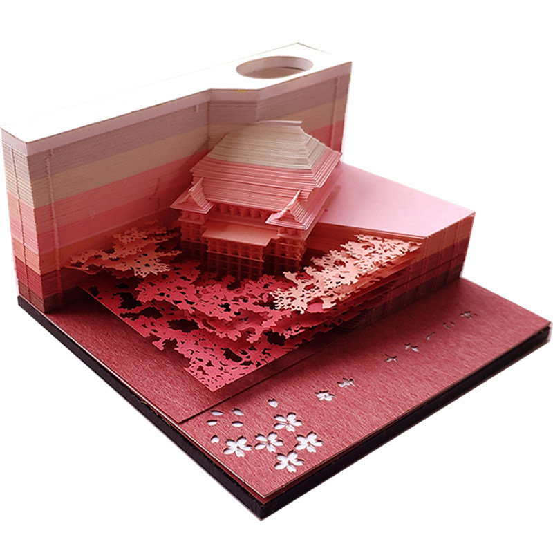 3D纸雕立体便签纸清水肆日本3D艺术建筑便利贴手撕艺术品摆件礼物