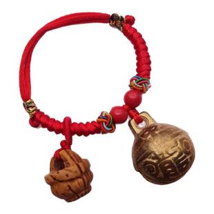 有声虎头学步铜铃铛脚链男女宝宝婴儿童朱砂桃核桃篮五彩红绳手链