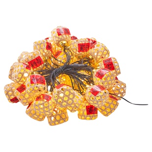 新款太阳能竹编灯笼彩灯串春节装饰灯挂灯户外阳台挂树上灯氛围灯