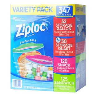 新货美国Ziploc 密保诺拉链式食物保鲜袋密封袋可微波组合166只个