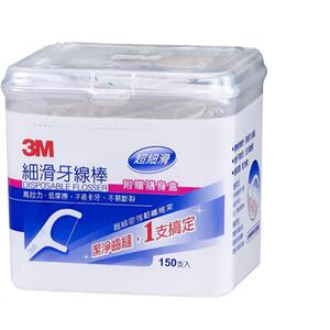 中国台湾3M安全超细滑牙线棒家庭装弓形剔牙线3盒450只装赠随身盒