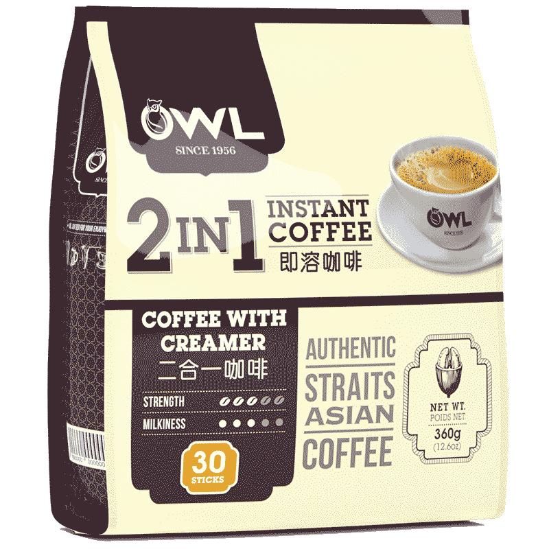 owl猫头鹰进口二合一速溶咖啡无蔗糖添加奶咖拿铁30杯旗舰店正品