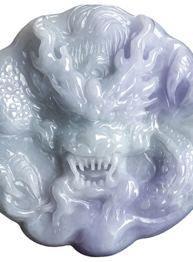 天然翡翠蓝水财神吊坠