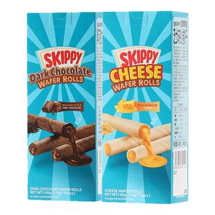四季宝skippy夹心饼干芝士棒巧克力卷儿童办公室休闲零食独立包装