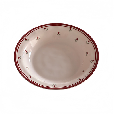 复古ins田园风红色陶瓷碗盘