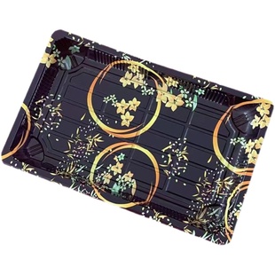 印花高盖一次性日料刺身手握军舰寿司卷三文鱼日式外卖商用打包盒