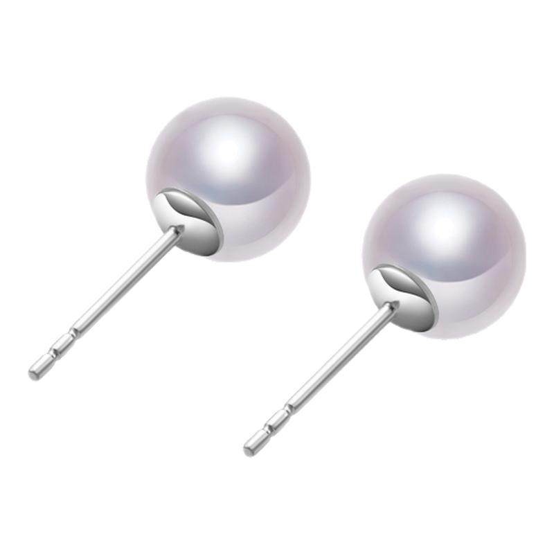 RUANS/阮仕凝露925银淡水耳钉媲美akoya天然珍珠耳钉女耳饰小灯泡