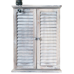 复古做旧实木雕花百叶窗假窗户旧窗户浴室卫生间镜子花店摄影道具