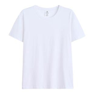 纯白纯棉夏季纯色短袖打底衫情侣T恤圆领男女款纯黑内搭百搭上衣