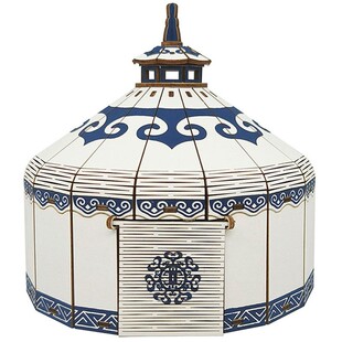 民族建筑蒙古包木制3D立体拼图儿童手工DIY拼装模型创意积木摆件