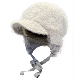 日系复古小众毛绒飞行员帽子女2025冬季新款加厚保暖显脸小雷锋帽