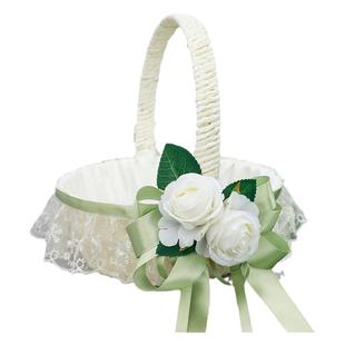田园风藤编蕾丝花篮结婚庆花童撒花瓣手提篮子送月子礼蕾丝花篮