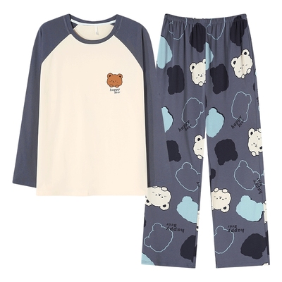 情侣睡衣纯棉长袖家居服