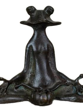 仿古荷叶青蛙倒流香坐禅青玩小摆件家居茶宠茶道装饰摆件青蛙香