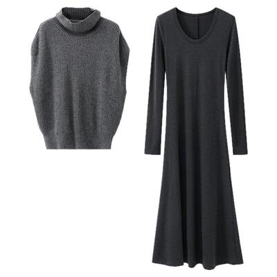 夕蒙2025新款冬季韩系针织衫宽松慵懒风独特高级感高领马甲毛衣女