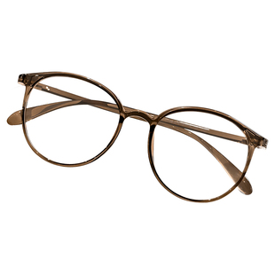 冷茶色圆框眼镜大框女近视可配度数适合方圆脸的日系素颜眼睛镜框