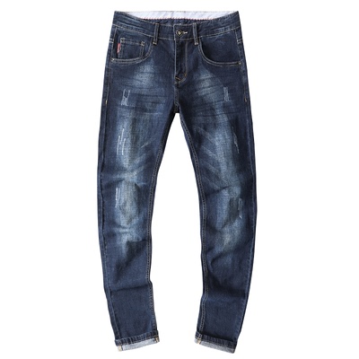 弹力直筒牛仔裤男士秋冬加绒长裤