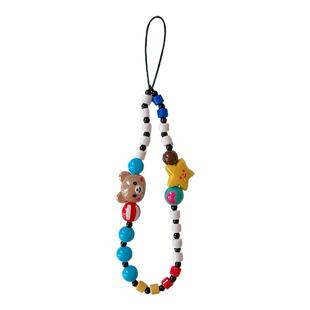 韩系少女心手机挂绳短款链条珠饰防丢ccd相机diy手工耳机吊绳链子