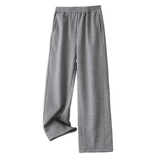 宛宛大码胖mm加绒运动裤女秋冬新款窄版阔腿裤子休闲直筒香蕉卫裤