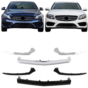 适用奔驰C级W205前杠亮条C180电镀条C200镀铬饰条C260装饰条C300