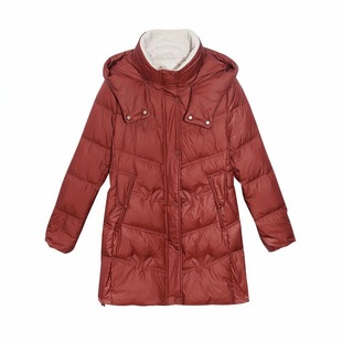 中长款羽绒棉服女士大码中老年修身冬装连帽棉袄时尚妈妈棉衣外套