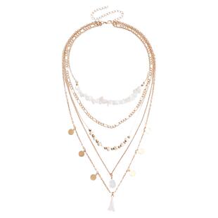 Norns波西米亚牧民混搭天然石流苏多元素圆珠仿水晶多层次项链