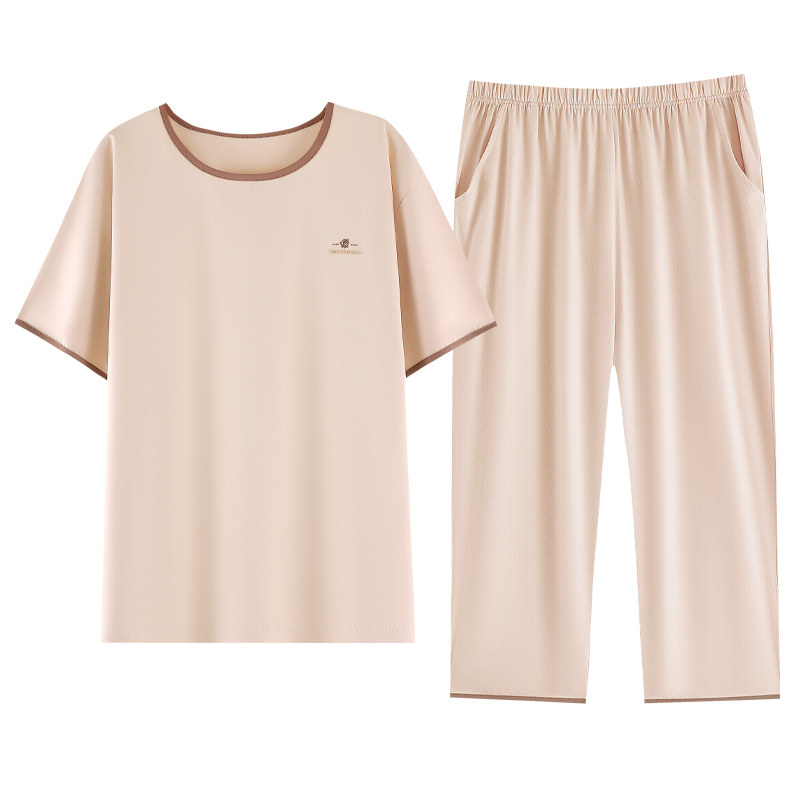 睡衣女款夏2026新款带胸垫可外穿女生全棉大码薄款纯棉家居服套装