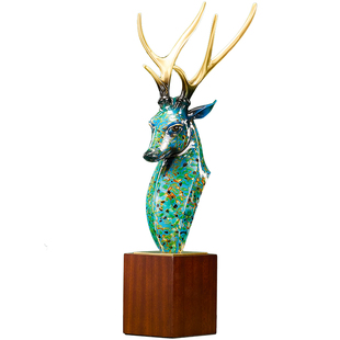 非遗大漆铜鹿头摆件纯铜高档送公司领导老板办公室装饰品升迁礼物