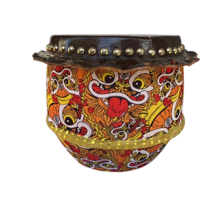 儿童8寸牛皮鼓套装佛山锣鼓小孩生日礼物6寸双面红鼓套装表演玩具