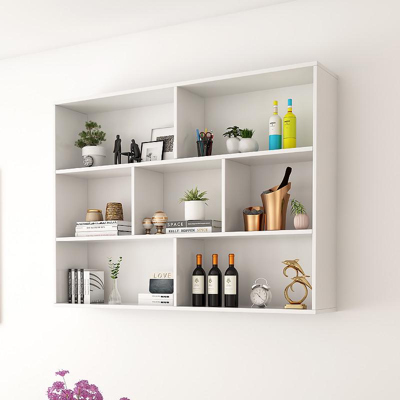墙上置物架壁挂墙面储物柜子吊柜墙壁柜现代简约实木书架创意格子