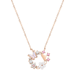 迪士尼花蝶之约银项链女款2025高级设计感锁骨链小众饰品节日礼物