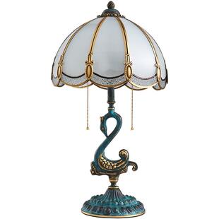 美式复古全铜天鹅台灯卧室床头灯欧式轻奢客厅主卧床头柜奢华台灯