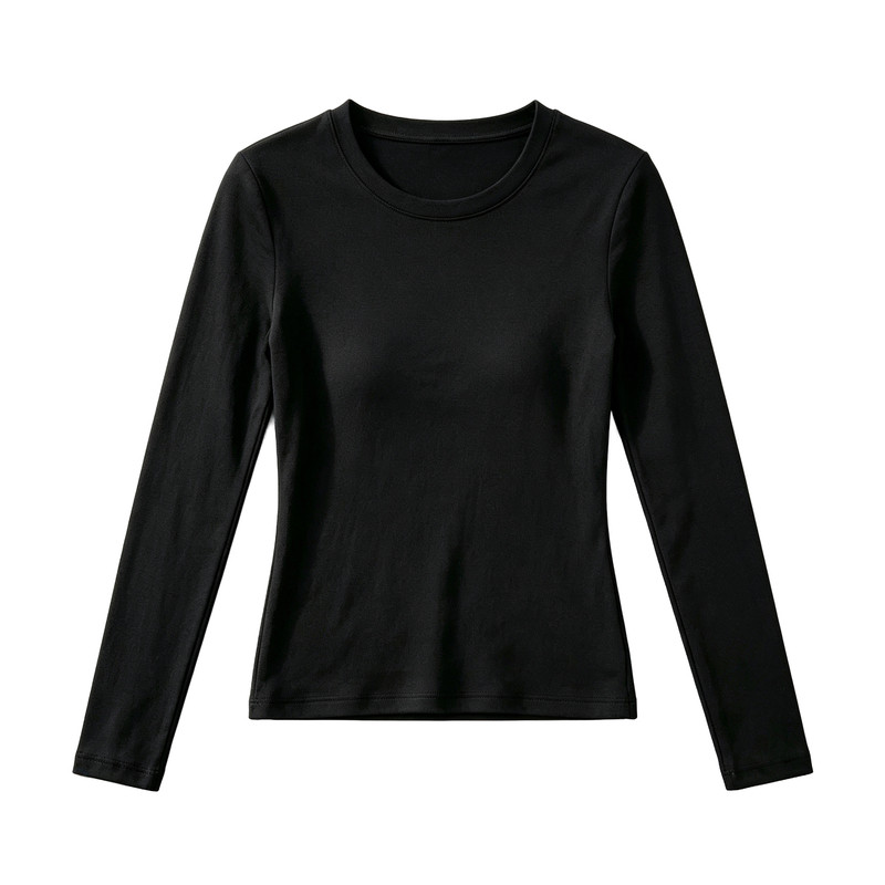 莫代尔白色圆领打底上衣纯棉长袖t恤叠穿贴身打底衫女士洋气内搭