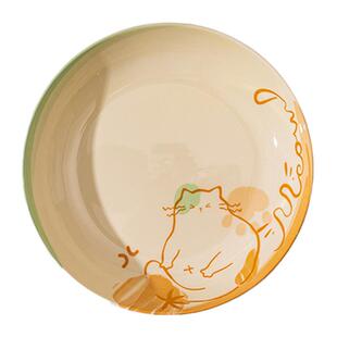 奶油风盘子菜盘家用2026新款高颜值釉下彩陶瓷餐盘菜碟子方盘餐具