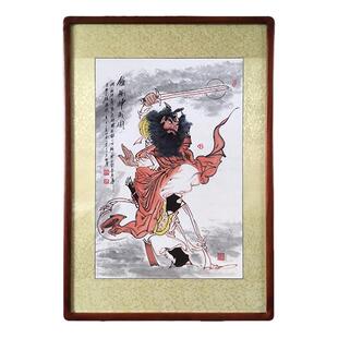 纯手绘钟馗引福农村中堂卷轴朱砂国画人物画像玄关客厅挂画装饰画