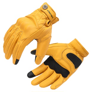 车轮不息复古摩托车手套男夏季透气骑行手套机车巡航防护四季通用