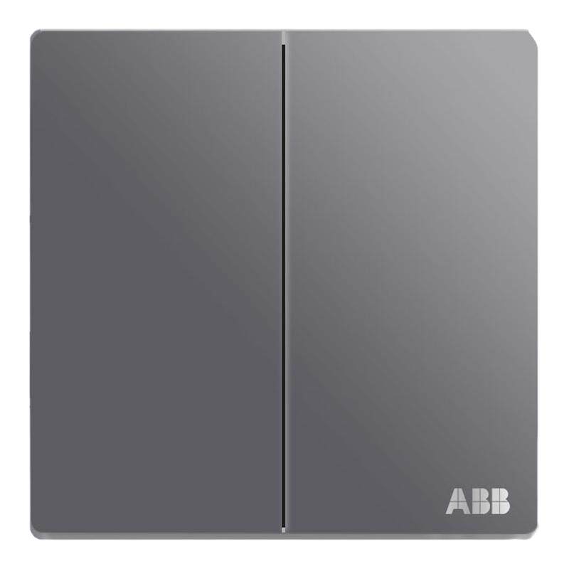 ABB开关插座古典灰色轩致一开双控五孔带USB面板86型电视电脑插座