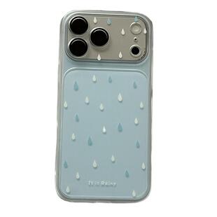 ins韩系蓝色雨滴适用苹果17promax手机壳iPhone16pro新款16pm高级感17防摔15小众15pm带镜头膜17pro创意全包