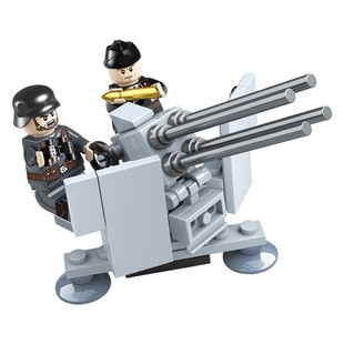 小颗粒积木二战大炮苏德军人仔武器榴弹炮四联高射炮拼装模型玩具