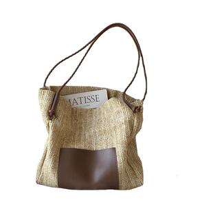 子母包复古编织水桶包女度假风草编包单肩包大容量购物袋沙滩包女