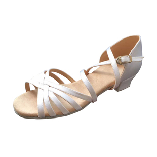 英皇舞霸儿童白色拉丁舞鞋少儿童鞋练功鞋超纤软底厚底演出舞鞋