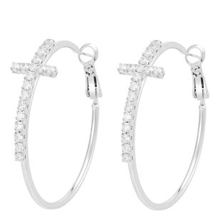 十字架大圈圈耳环夸张气质素圈耳饰辣妹闪钻耳圈蚊香盘耳夹无耳洞